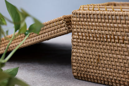 Square Rattan Storage Box with Lid