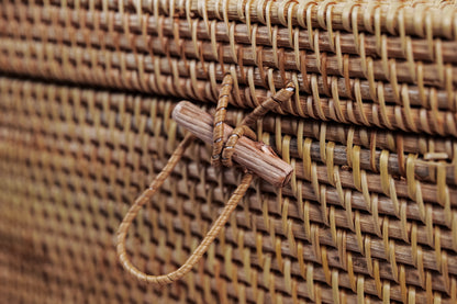 Square Rattan Storage Box with Lid