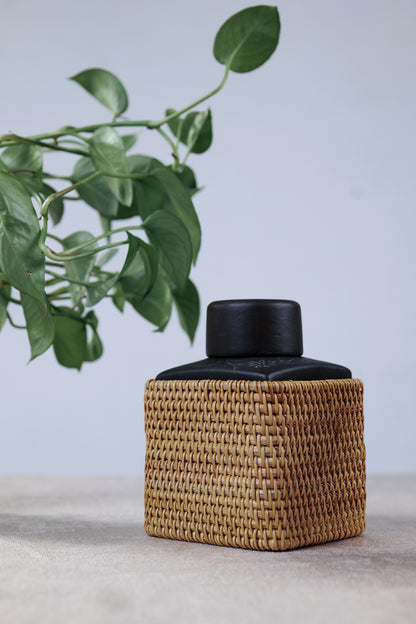 Hand Crafted Rattan Square Box, Desk Organizer, Container, Mini-Basket.