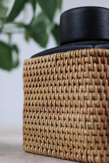Hand Crafted Rattan Square Box, Desk Organizer, Container, Mini-Basket.