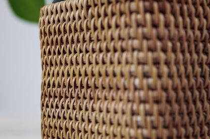 Hand Crafted Rattan Square Box, Desk Organizer, Container, Mini-Basket.