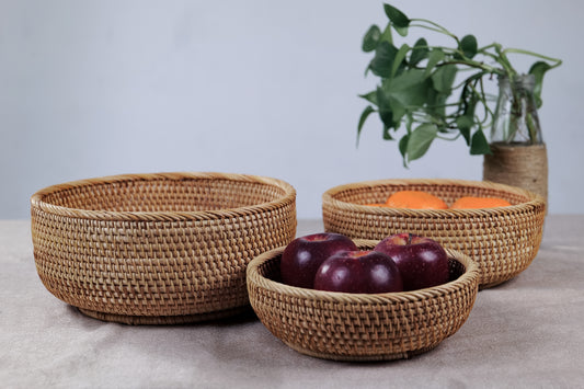 Handmade Rattan Baskets | 3 Piece Set
