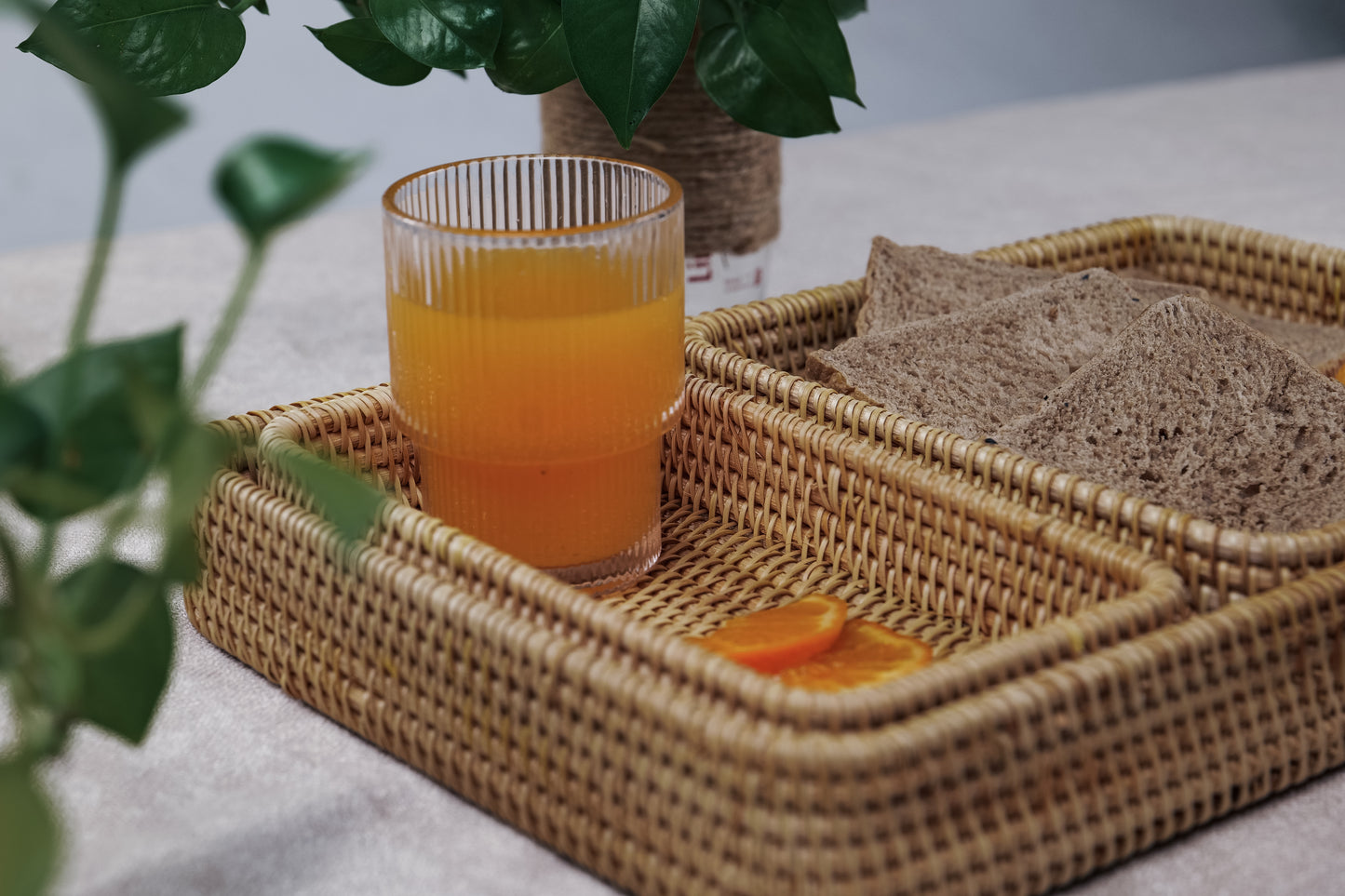 Set of 3 Handmade Rattan Trays