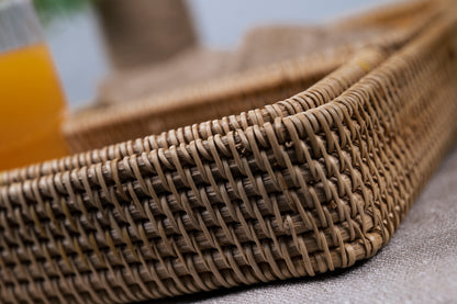 Set of 3 Handmade Rattan Trays