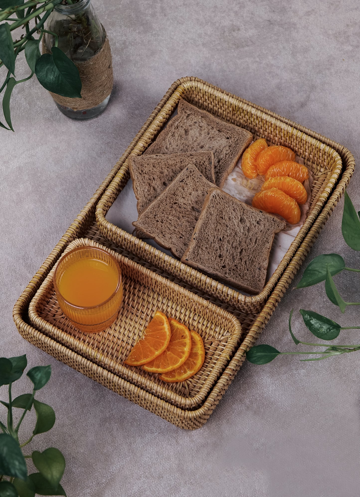 Set of 3 Handmade Rattan Trays