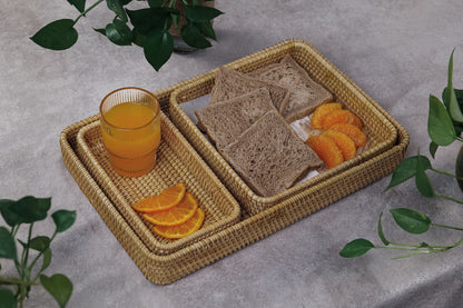 Set of 3 Handmade Rattan Trays