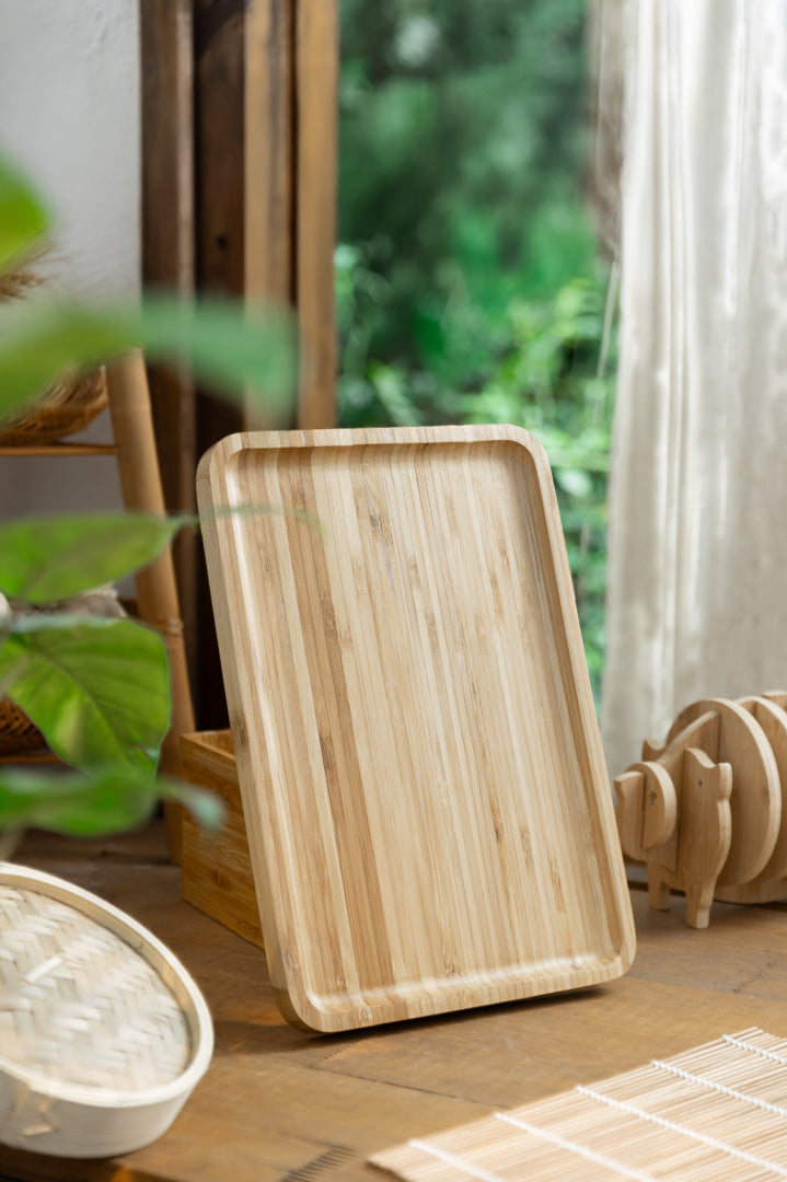 Bamboo Serving Tray (Handmade, Sustainable & Durable)