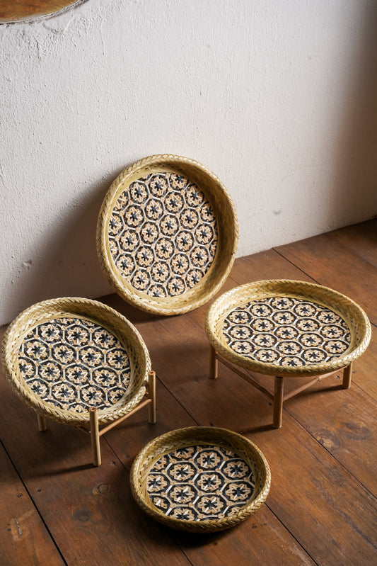 Set of 4 Decorative Rattan Trays