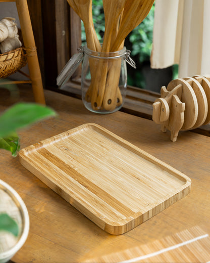 Bamboo Serving Tray (Handmade, Sustainable & Durable)