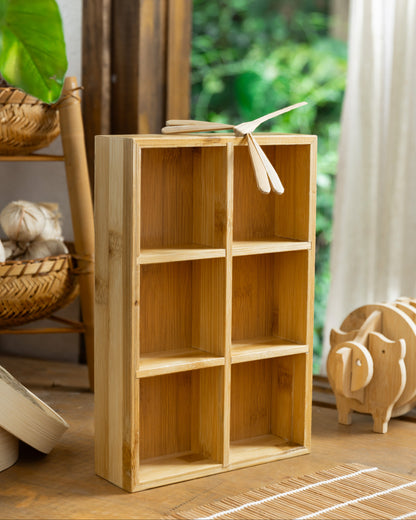 6 Compartment - Handmade Square Bamboo Organiser