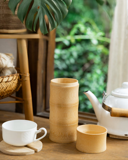 Bamboo Storage Tube with Lid (For Tea or Coffee). Sustainable and Eco-Friendly.
