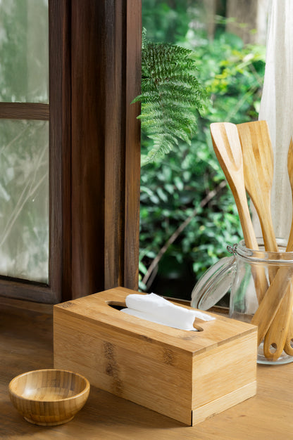 Bamboo Tissue Box Cover - Natural, Handmade, Sustainable