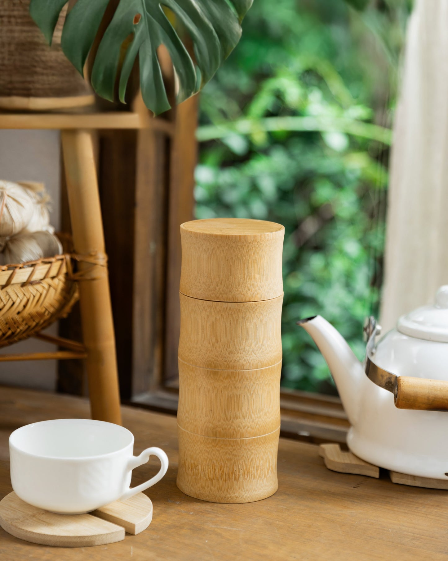 Bamboo Storage Tube with Lid (For Tea or Coffee). Sustainable and Eco-Friendly.