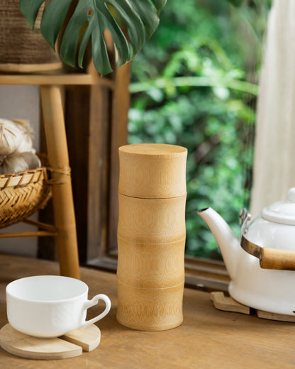 Bamboo Storage Tube with Lid (For Tea or Coffee). Sustainable and Eco-Friendly.