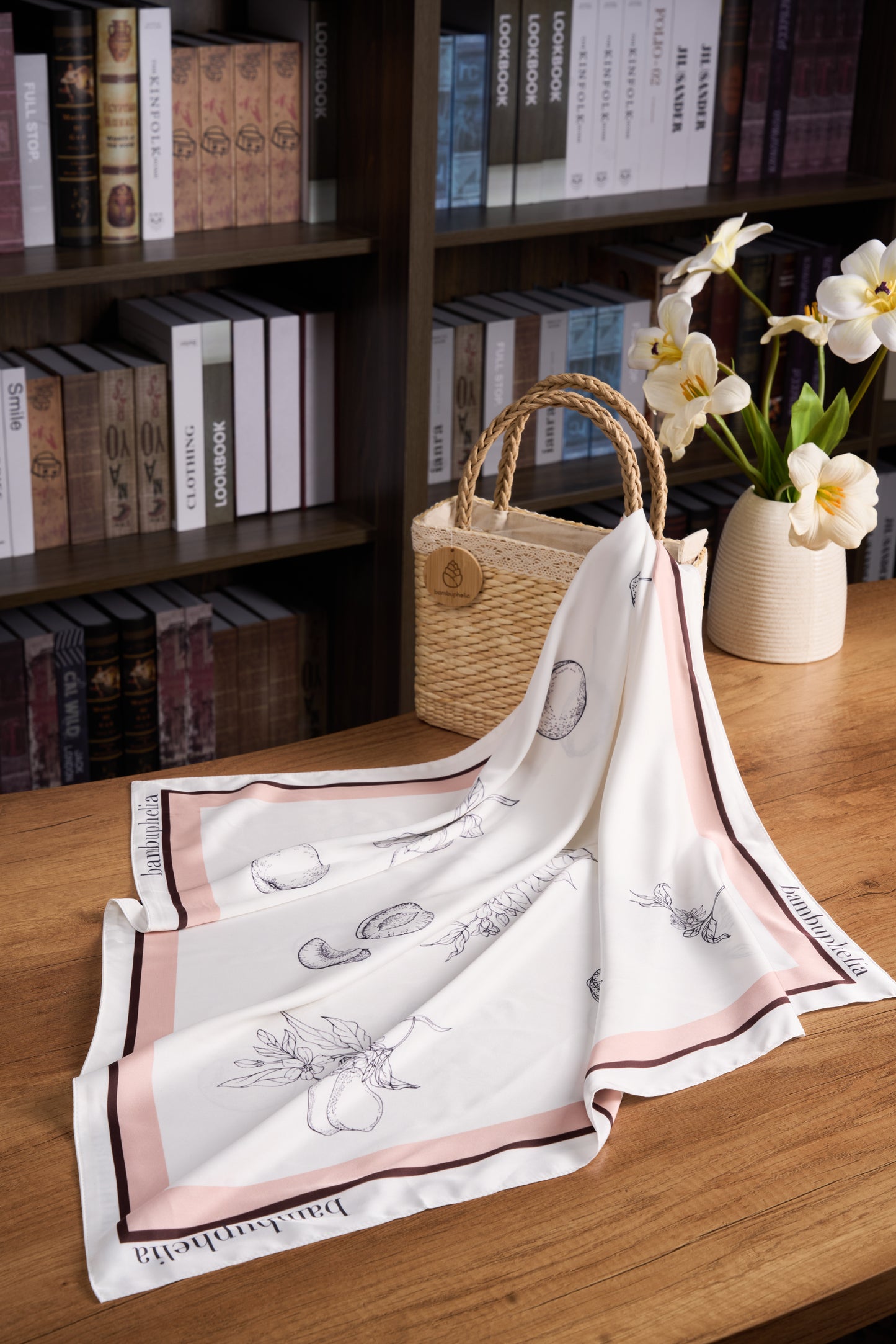 Spring Apricot Silk Scarf