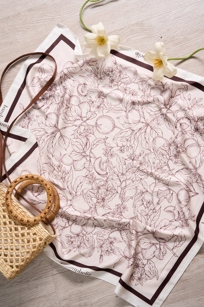 Rattan Handbag with Silk Scarf on Round Handle