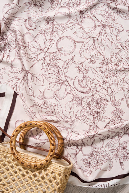 Rattan Handbag with Silk Scarf on Round Handle