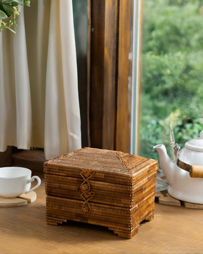 Handmade Rattan Jewelry Box;  Eco Friendly Certified