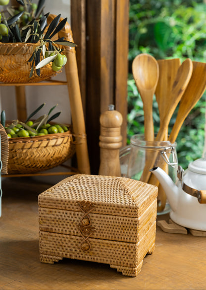 Handmade Rattan Jewelry Box;  Eco Friendly Certified