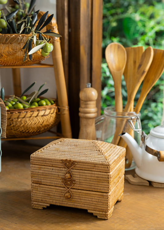 Handmade Rattan Jewelry Box;  Eco Friendly Certified