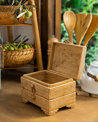 Handmade Rattan Jewelry Box;  Eco Friendly Certified