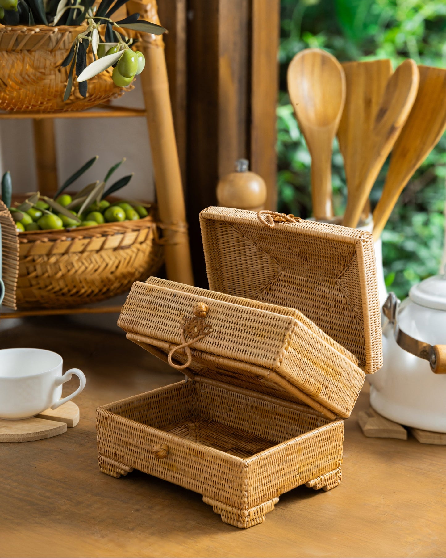 Handmade Rattan Jewelry Box;  Eco Friendly Certified